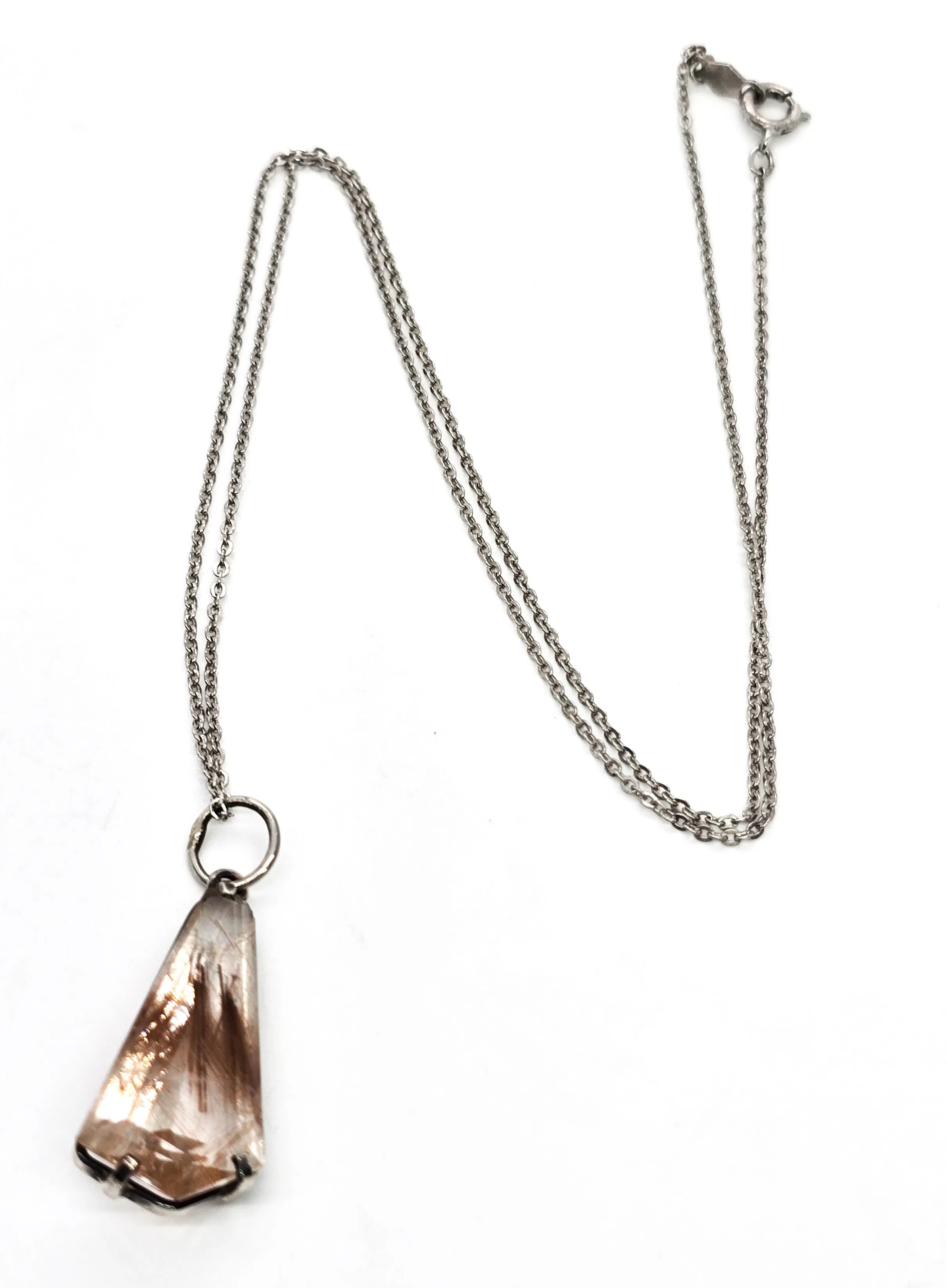 Brazilian Red Rutilated Quartz sterling silver pendant necklace