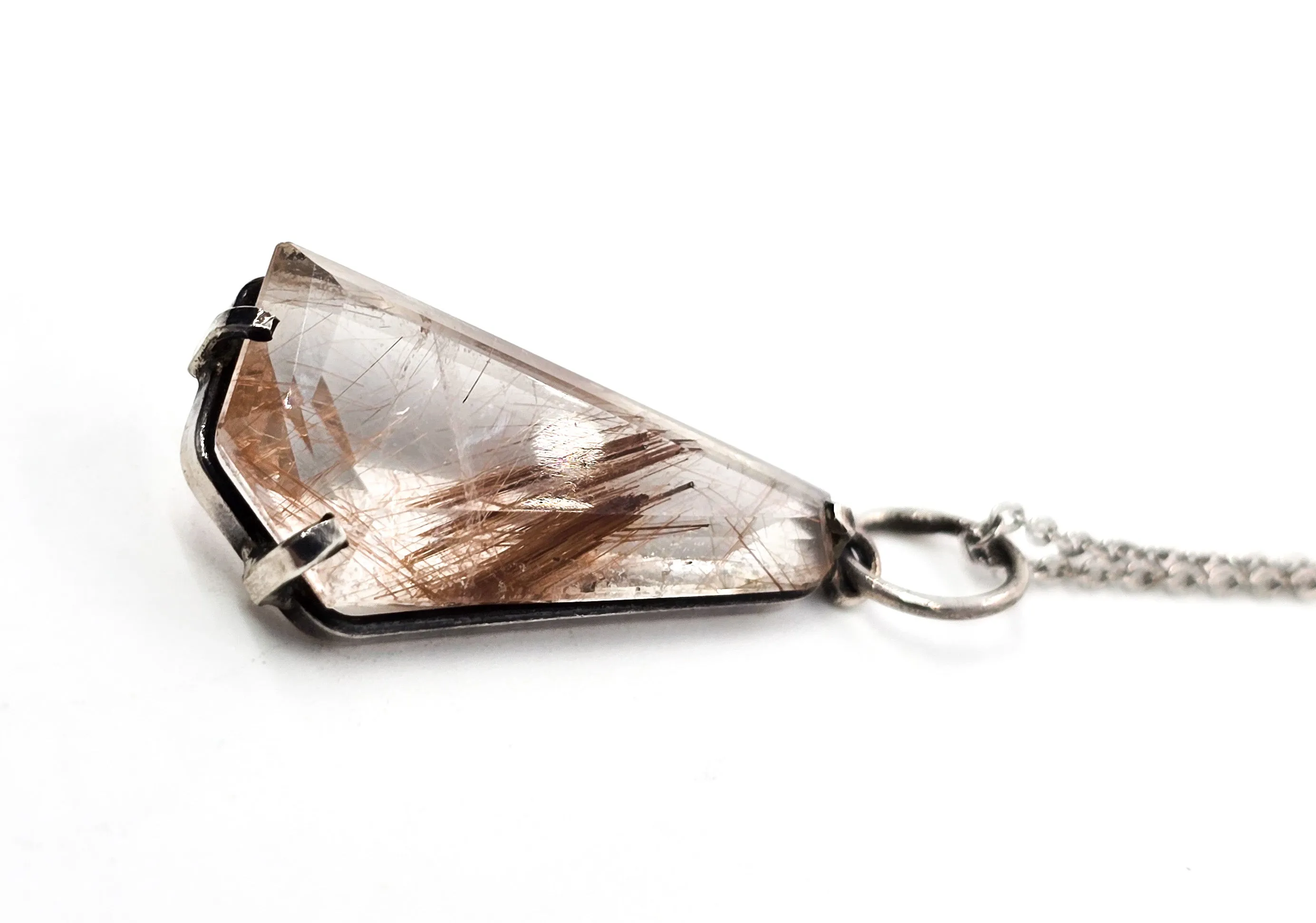 Brazilian Red Rutilated Quartz sterling silver pendant necklace