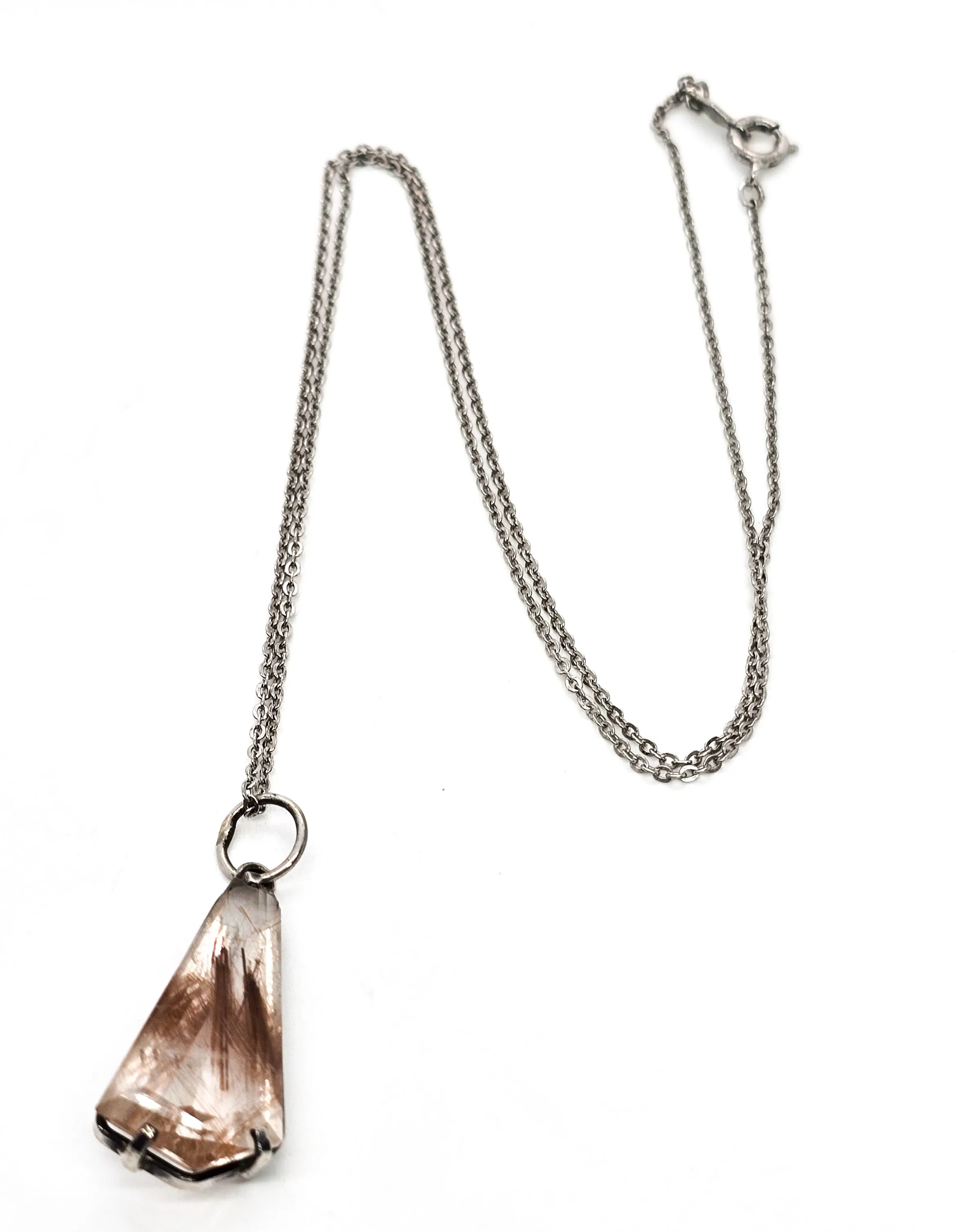 Brazilian Red Rutilated Quartz sterling silver pendant necklace