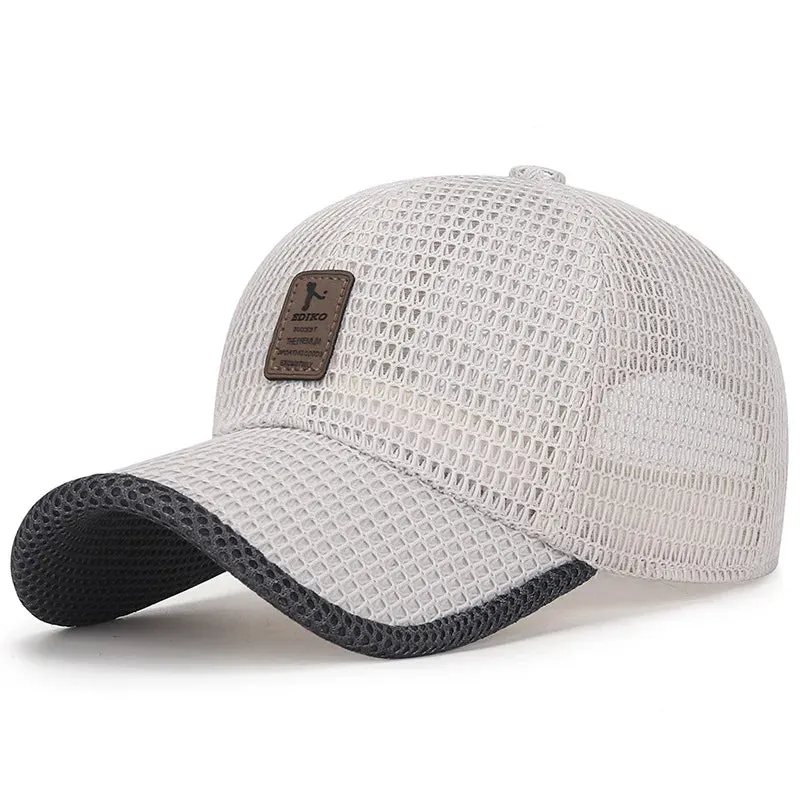 Breathable Mesh Snapback Baseball Cap - Unisex Summer Hat for Fishing and Casual Sports