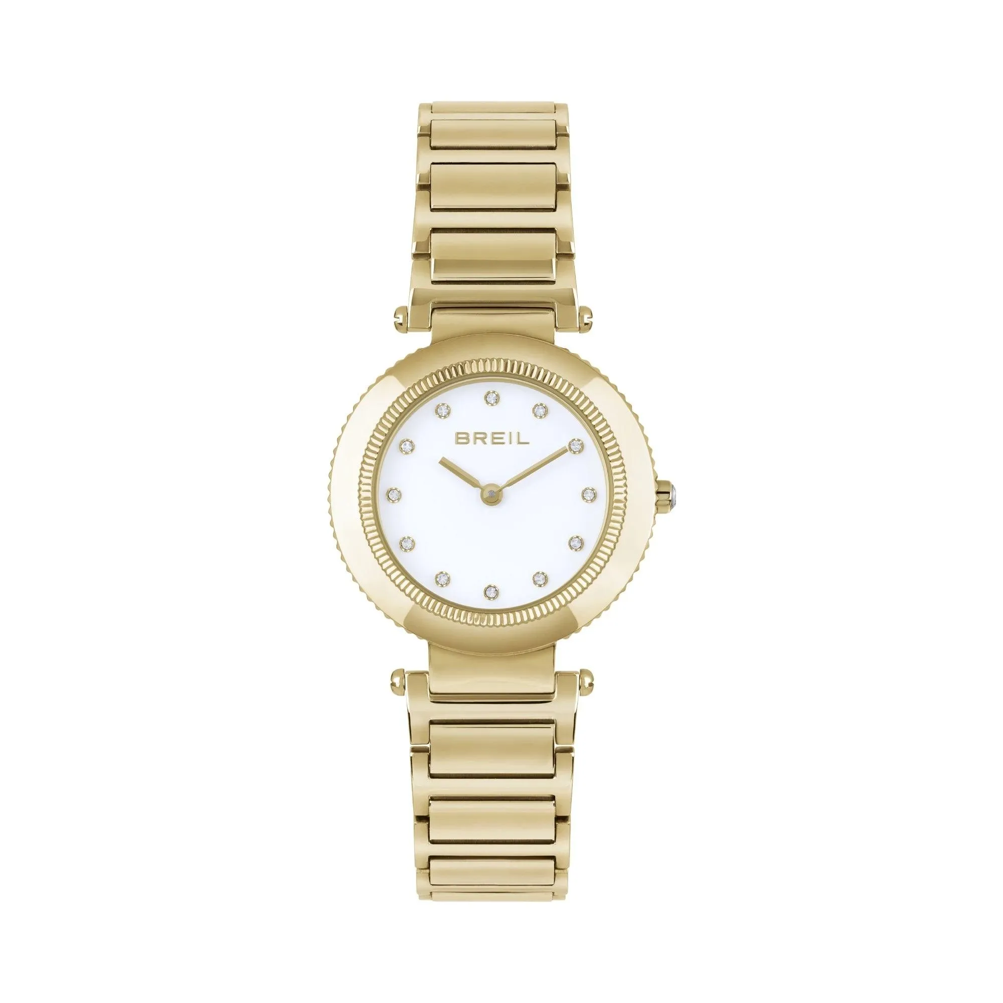 Breil Pivot 32mm white Quartz Steel Finish IP Gold Tw1962 Finish
