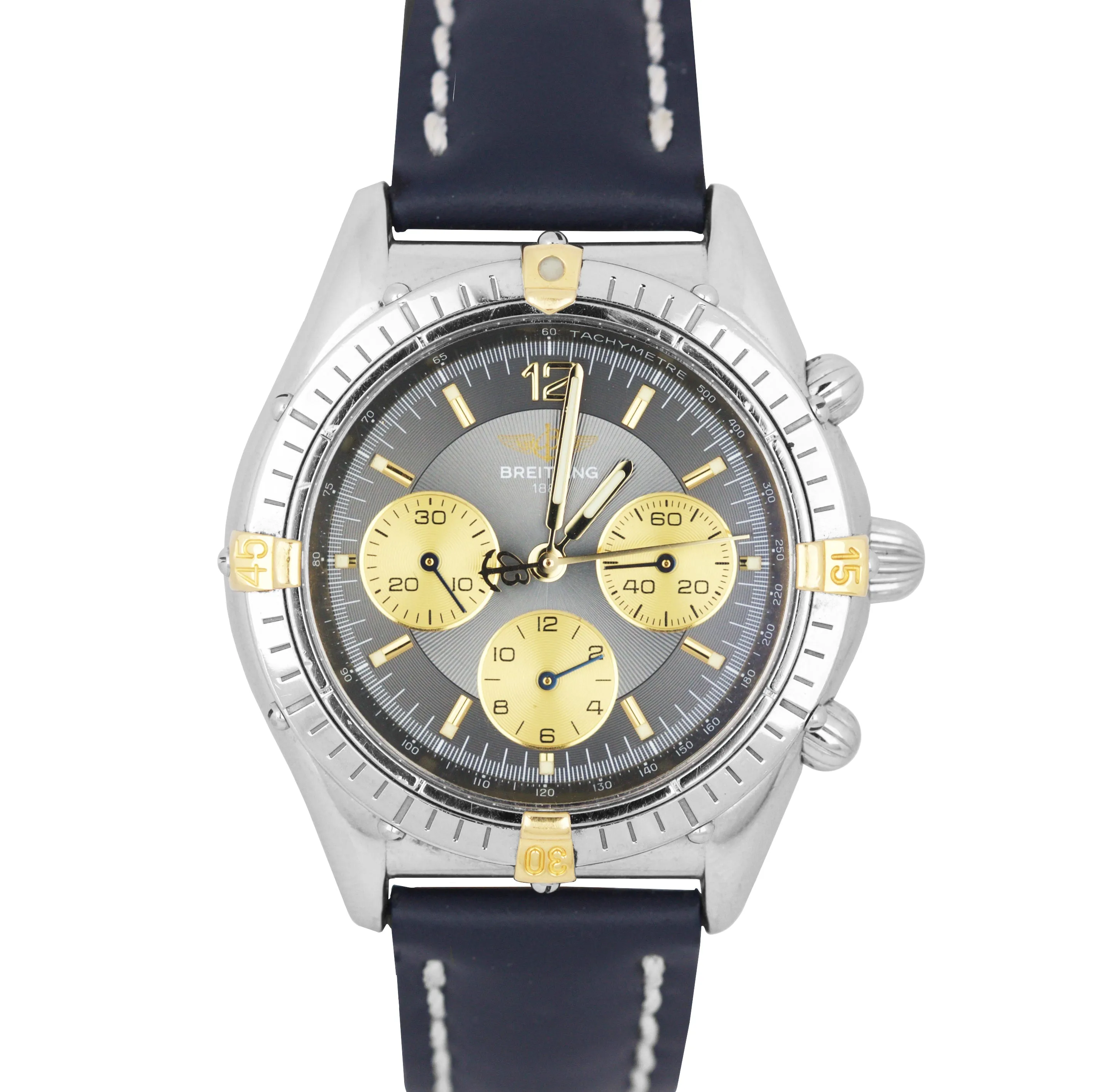 Breilting Windrider ChronoCockpit Two-Tone 18K Gold Steel Grey 37mm Watch B30011