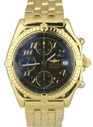 Breitling Chronomat 18K Yellow Gold 40mm Black Chronograph Date Watch K13050.1