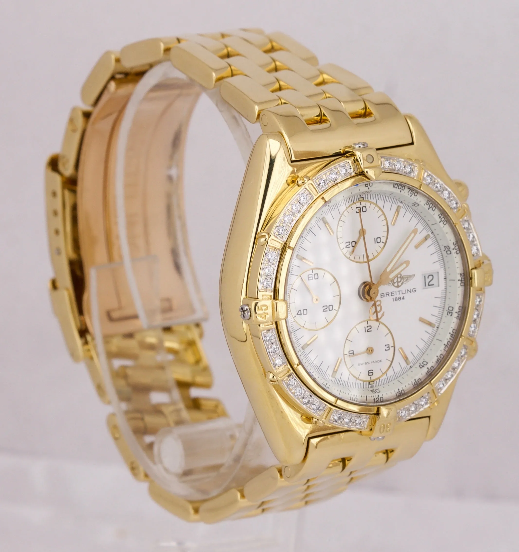 Breitling Chronomat 18K Yellow Gold Diamond 40mm Chronograph Date Watch K13047