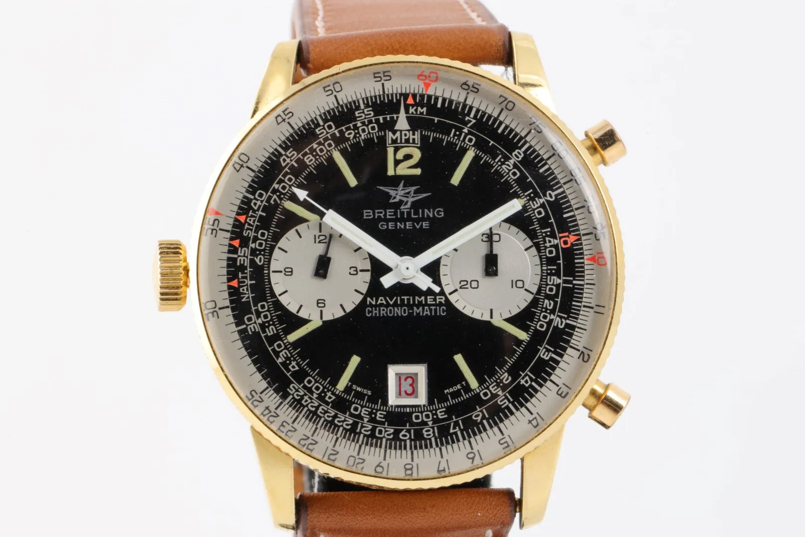 ﻿Breitling Navitimer Chrono-Matic 8806 18K Yellow Gold Men's Watch (Left Hand)