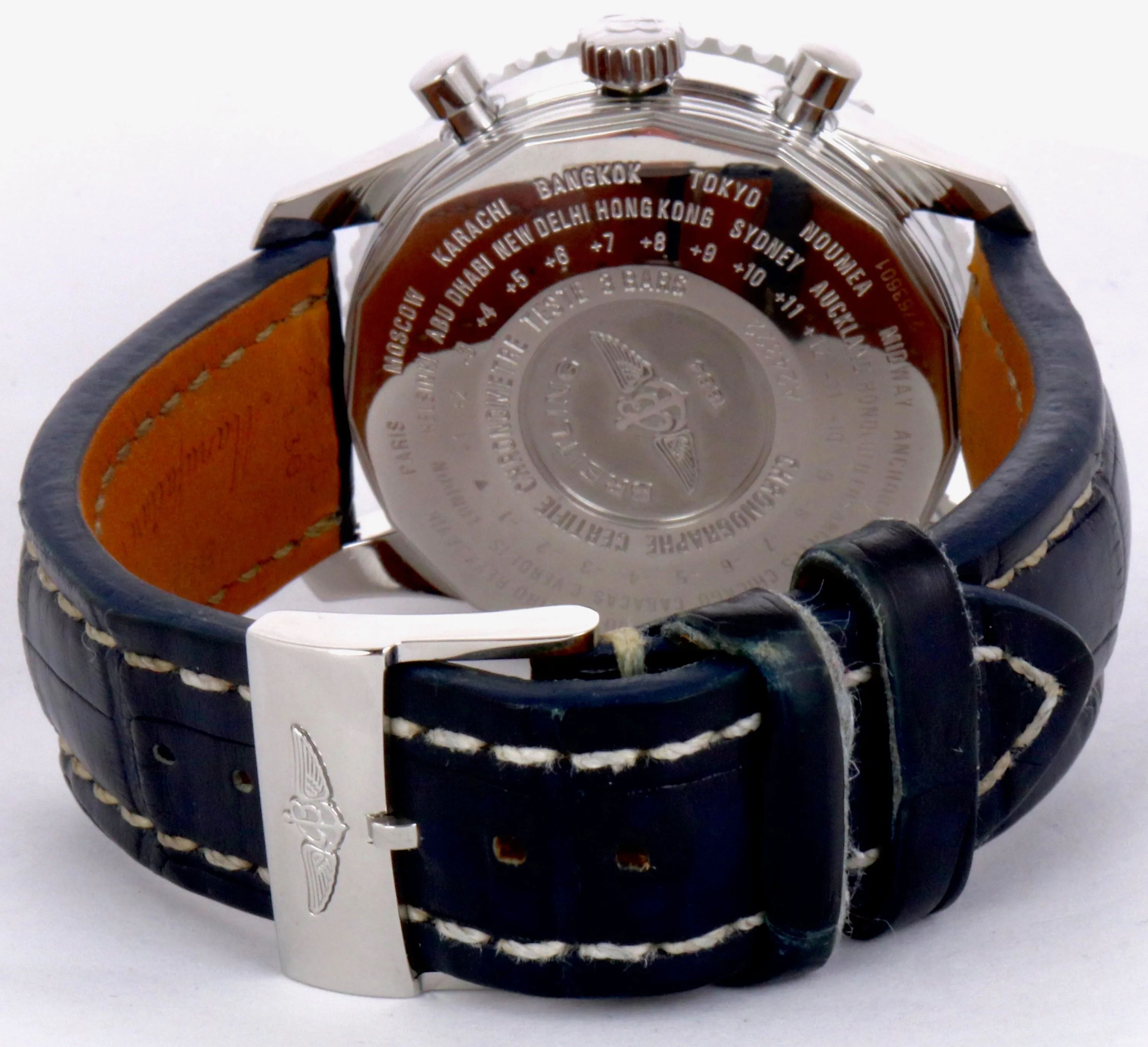 Breitling Navitimer World GMT Stainless Blue 46mm A24322 Chronograph Watch