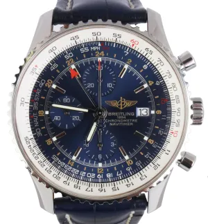 Breitling Navitimer World GMT Stainless Blue 46mm A24322 Chronograph Watch
