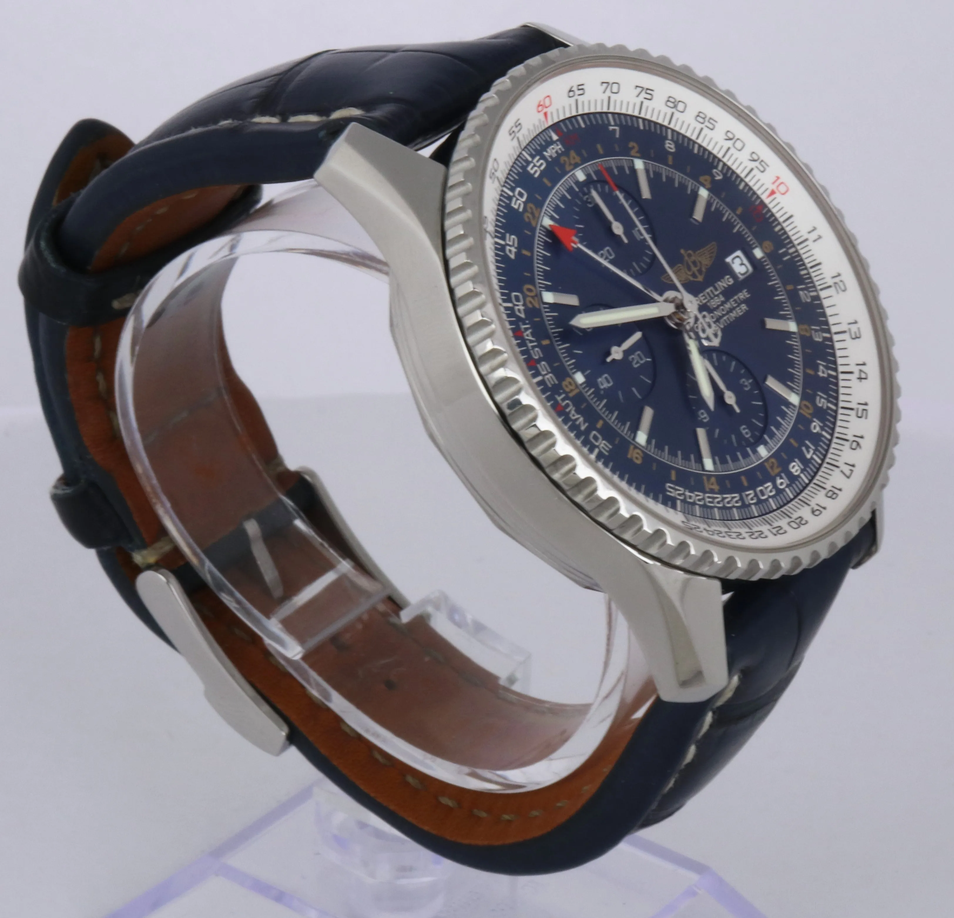 Breitling Navitimer World GMT Stainless Blue 46mm A24322 Chronograph Watch