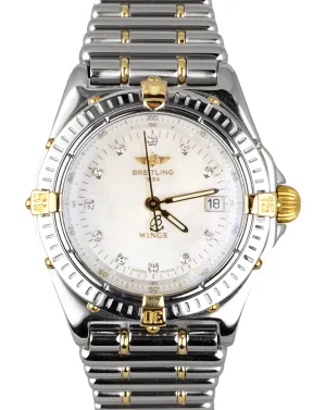 Breitling Wings MOP DIAMOND Two-Tone 18K Gold Stainless 32mm B67050 Quartz