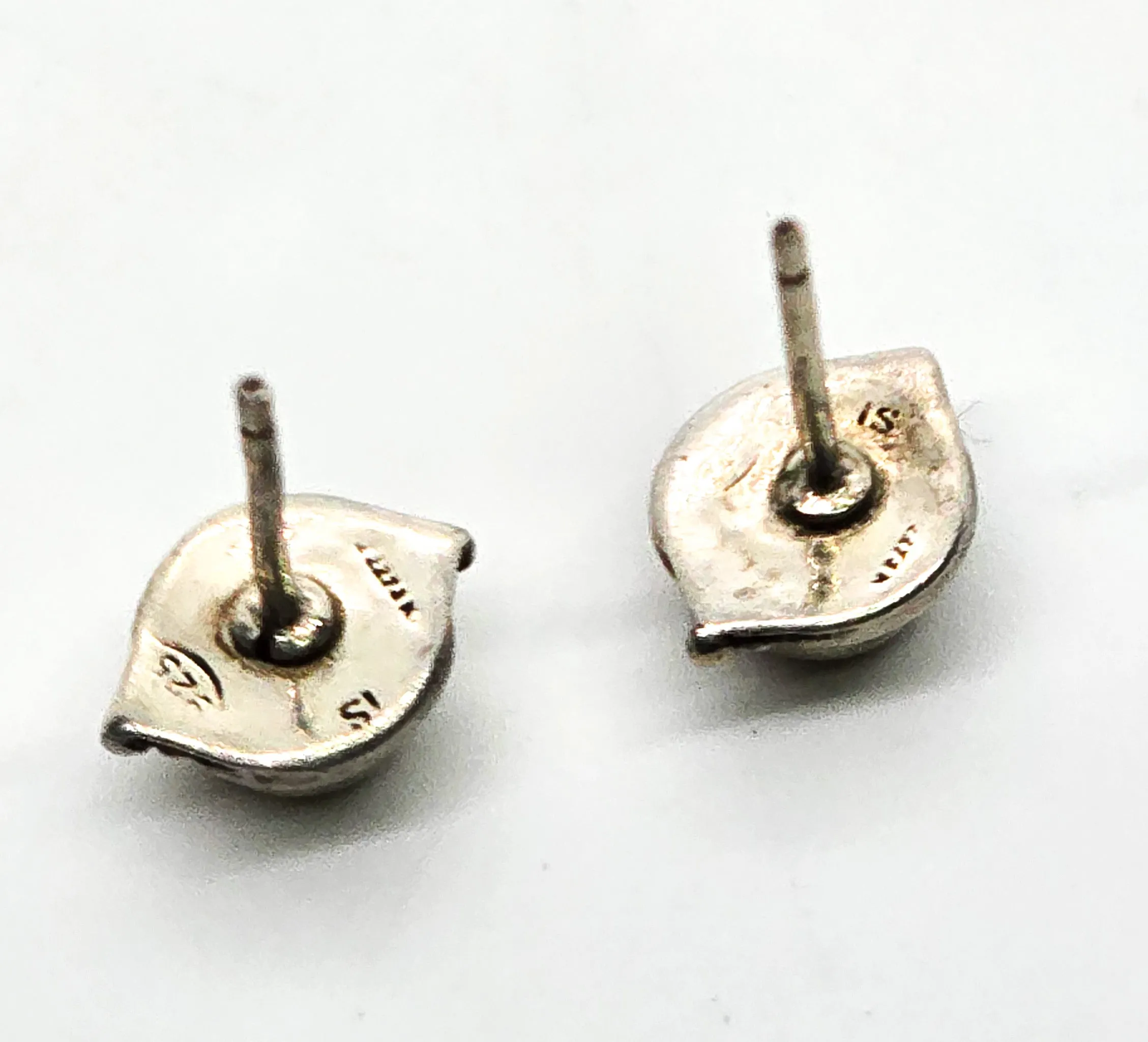 Brown smokey quartz 1ct IS vintage tribal sterling silver stud earrings