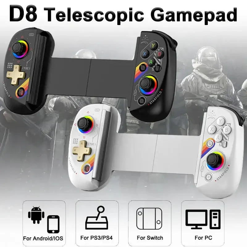 BSP D8 RGB Wireless Tablet Controller with Bluetooth Stretching Joystick for Switch Gaming