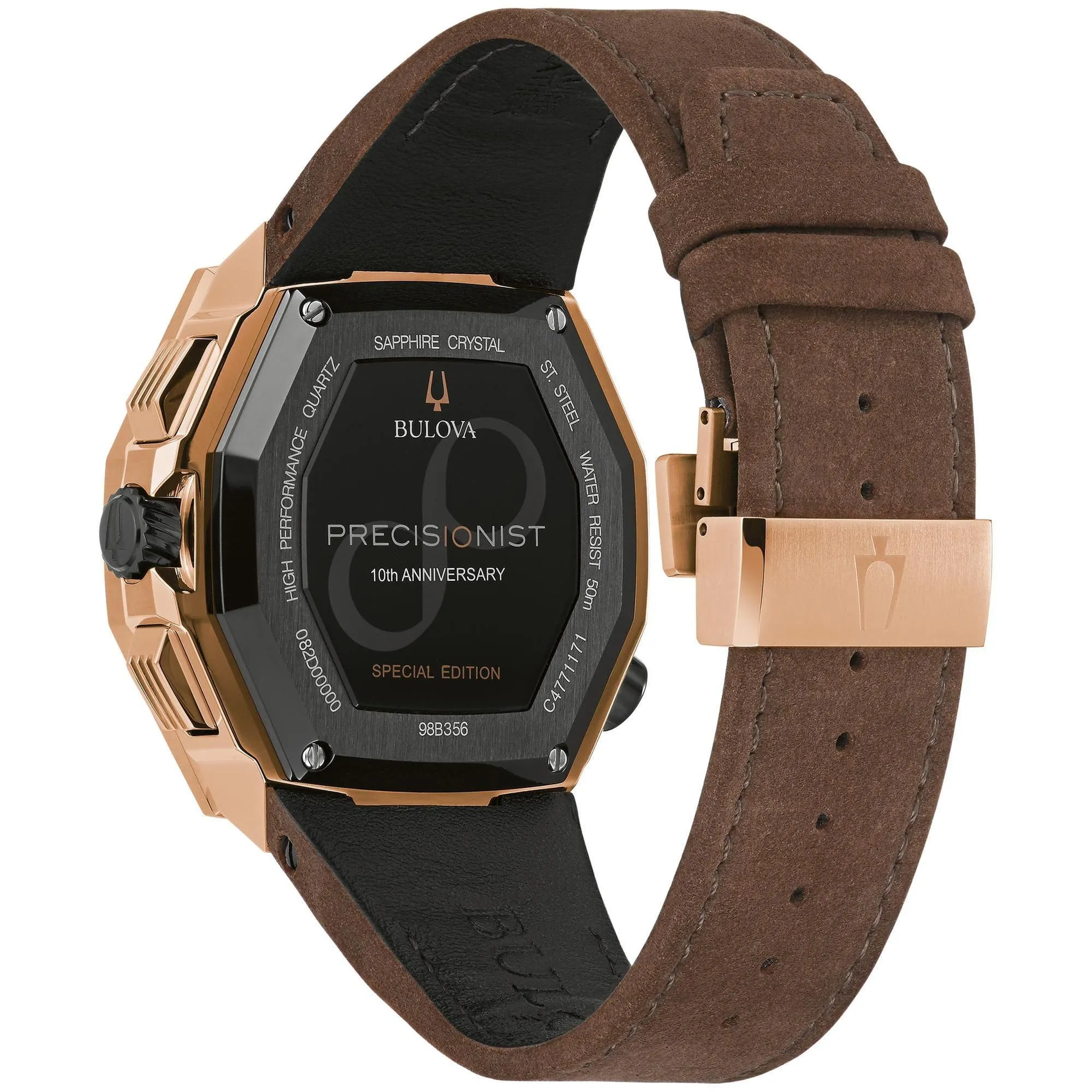 Bulova Men's Precisionist Limited Edition Chronograph Brown Leather Strap Watch 98B356