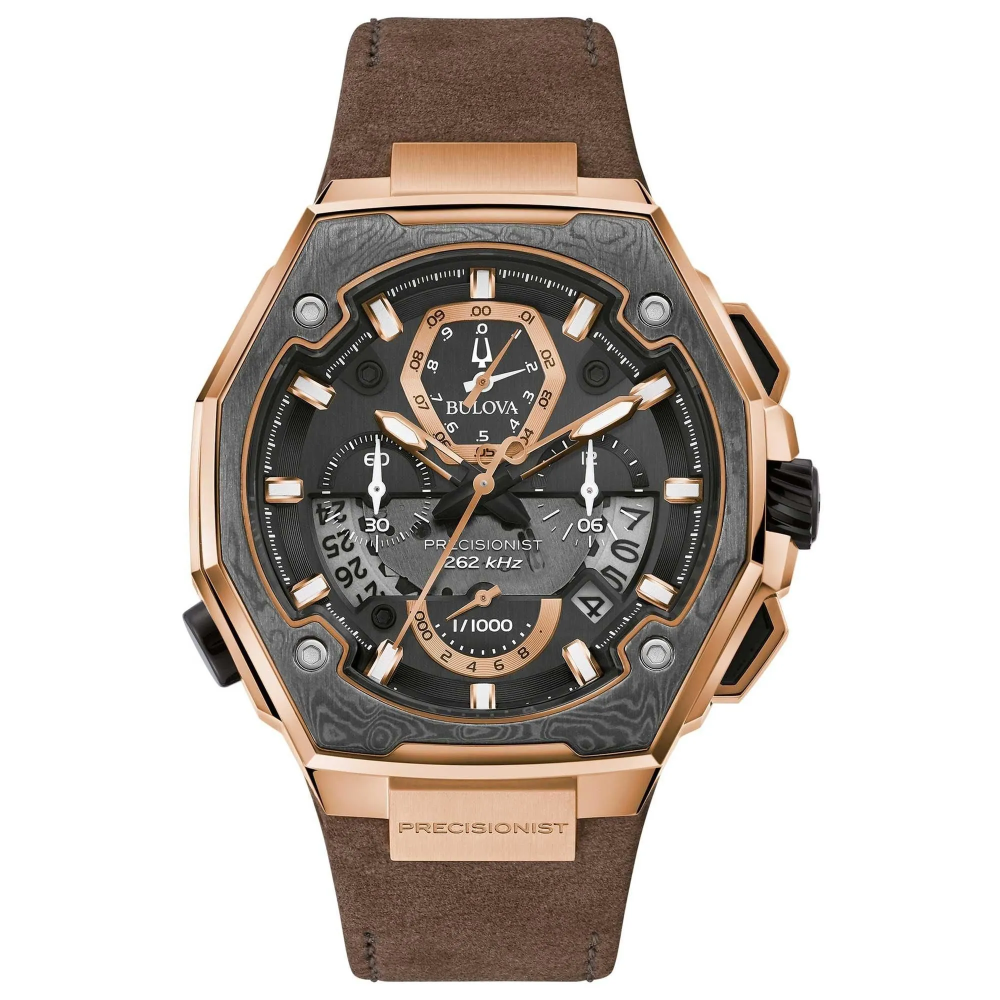 Bulova Men's Precisionist Limited Edition Chronograph Brown Leather Strap Watch 98B356