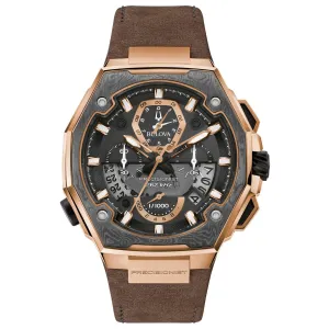 Bulova Men's Precisionist Limited Edition Chronograph Brown Leather Strap Watch 98B356