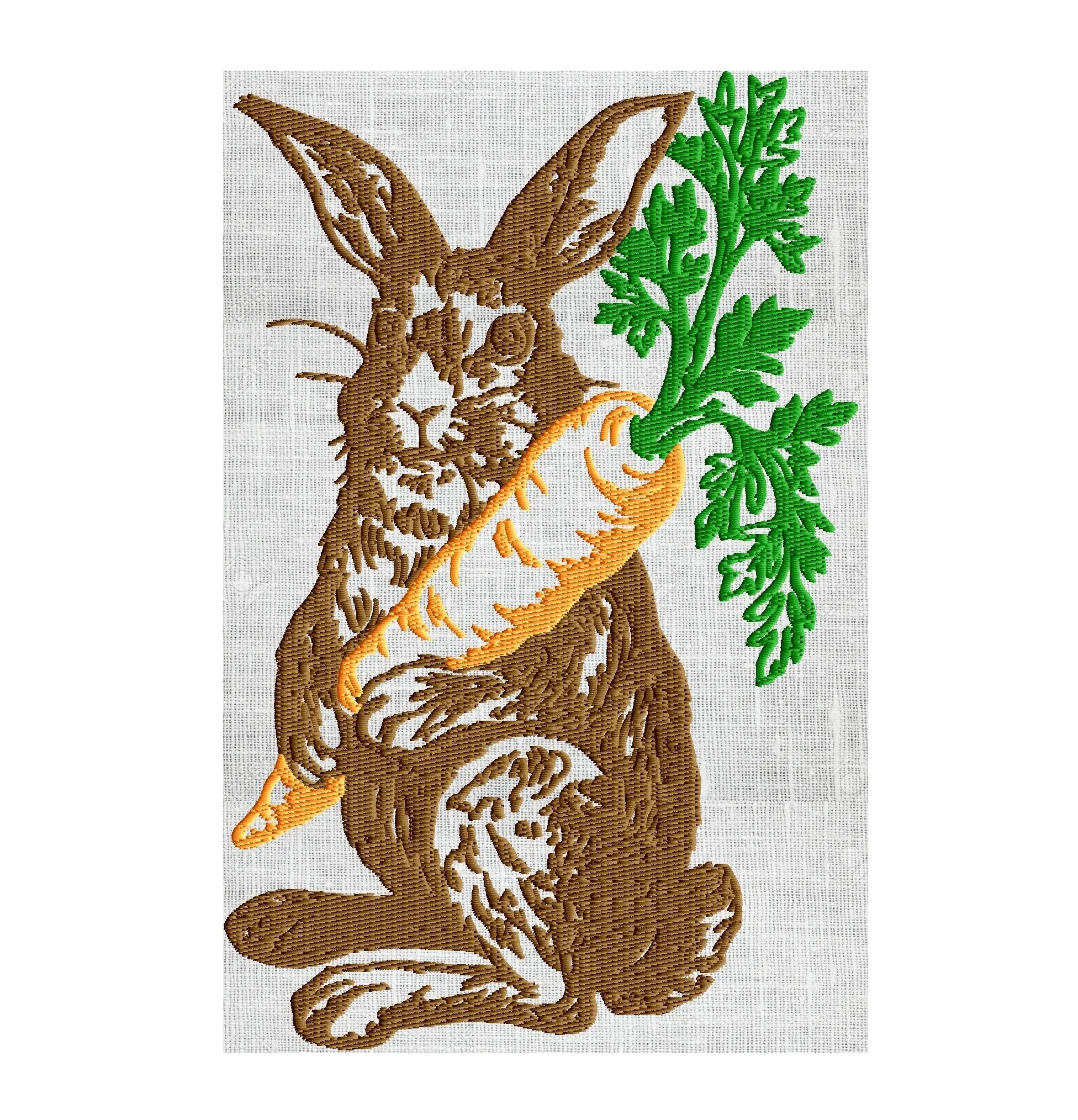 Bunny with Carrot - Easter - Embroidery Design Embroidery DESIGN FILE Instant download 2 sizes and 3 colors - Hus Dst Jef Pes Exp Vp3