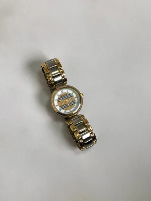 BURBERRY Check Quartz Watch Silver Vintage fm6jbh