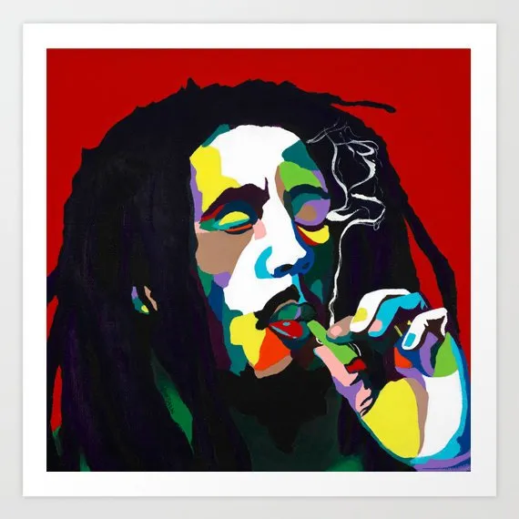 Burnin Bob - Bob Marley portrait art - Limited Edition Giclee Art Prints & Wall Decor - Vakseen Art