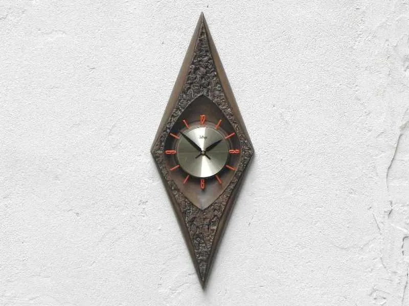 Burwood Products Brown Orange Arabesque Diamond Wall Clock