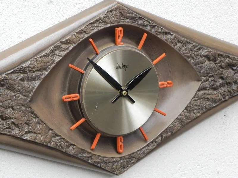 Burwood Products Brown Orange Arabesque Diamond Wall Clock