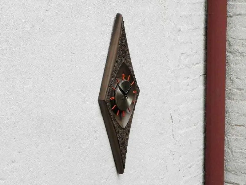 Burwood Products Brown Orange Arabesque Diamond Wall Clock