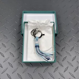 Buscemi Fringe Keyholder Light Grey/Light Blue Leather