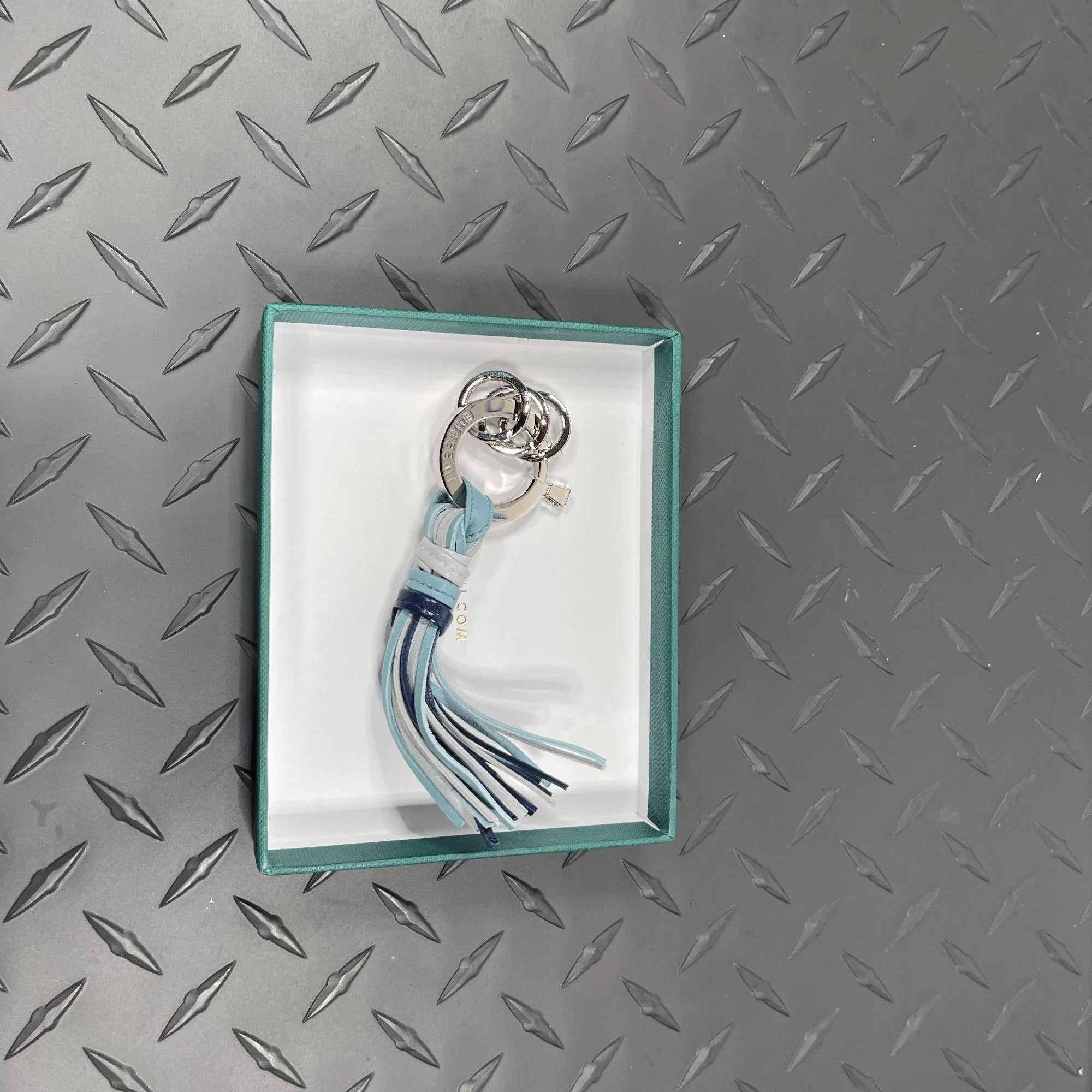 Buscemi Fringe Keyholder Light Grey/Light Blue Leather