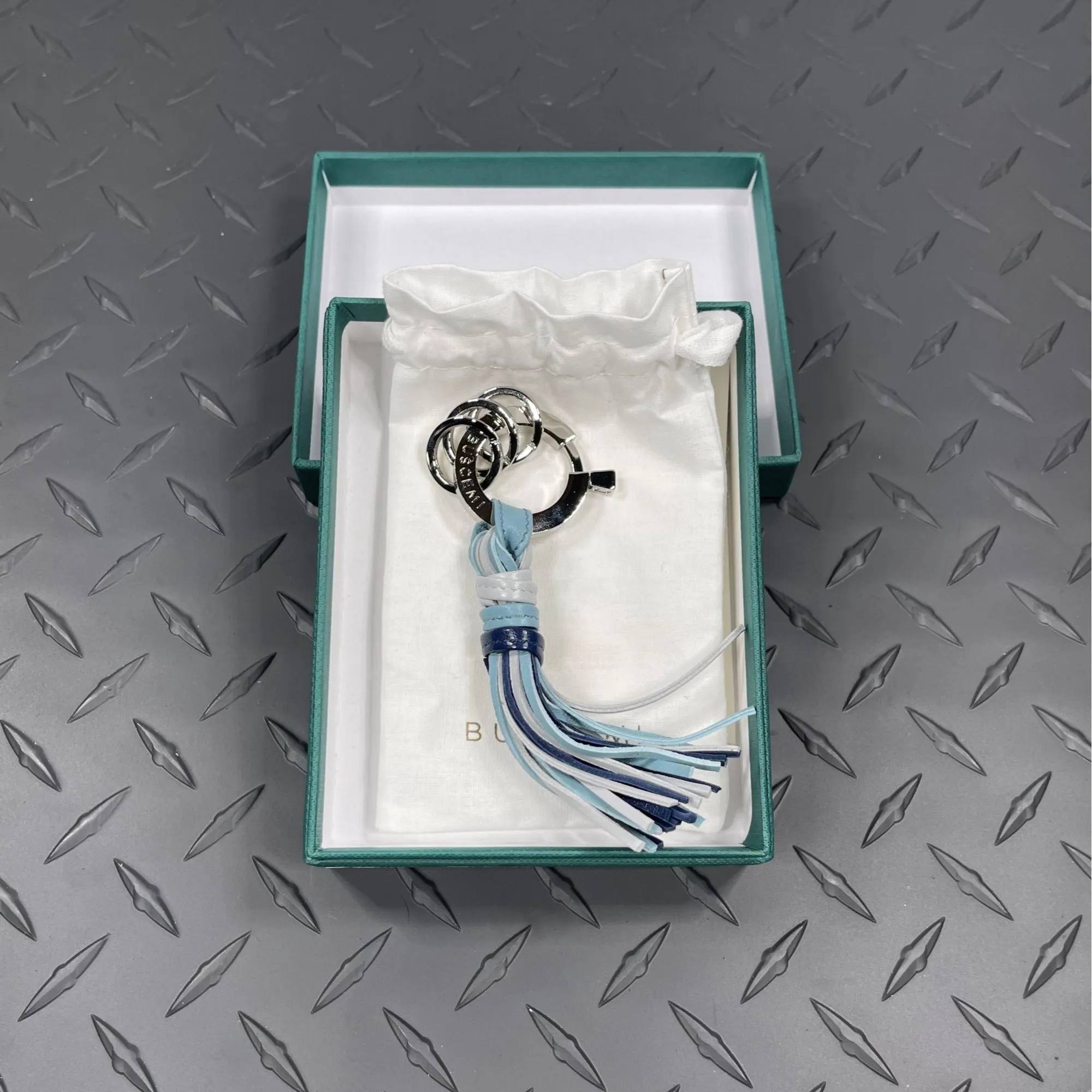 Buscemi Fringe Keyholder Light Grey/Light Blue Leather