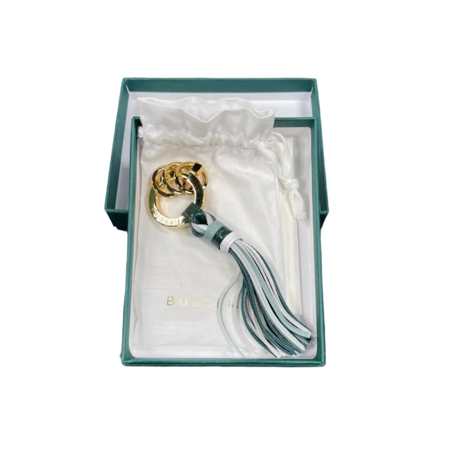 Buscemi Fringe Keyholder White Militare Leather