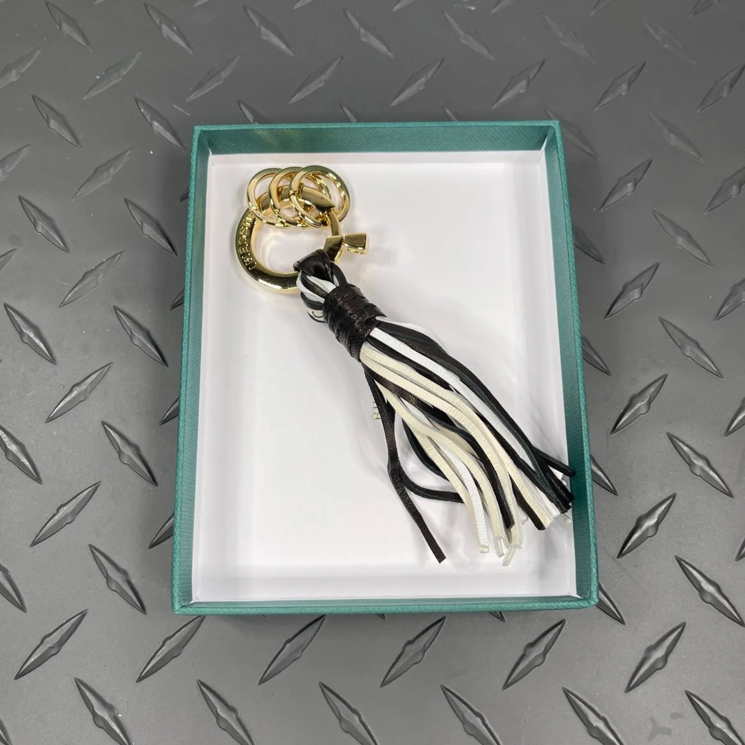 Buscemi Keyholder Fringe Black Tri Leather