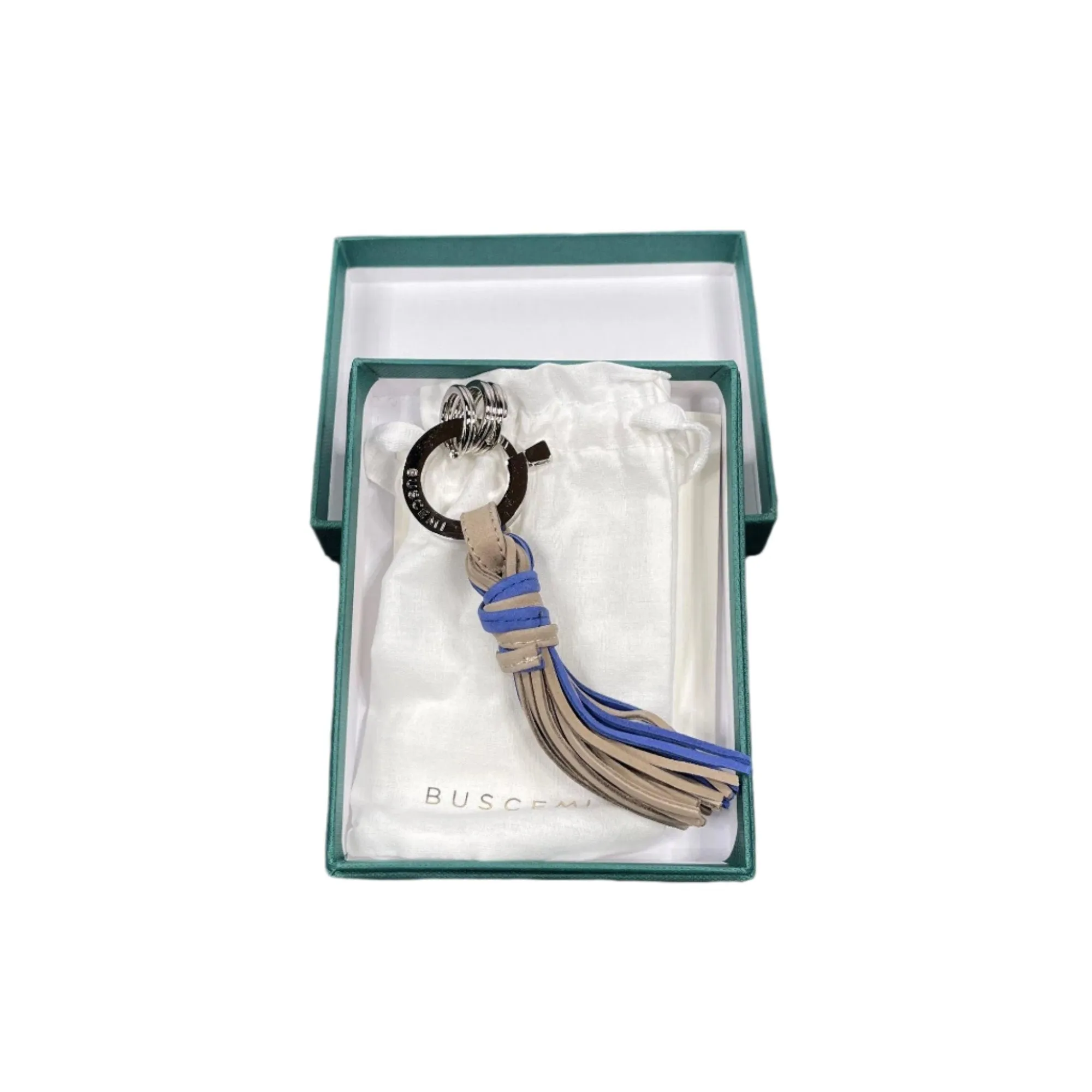 Buscemi Keyholder Fringe Fog Royal Leather