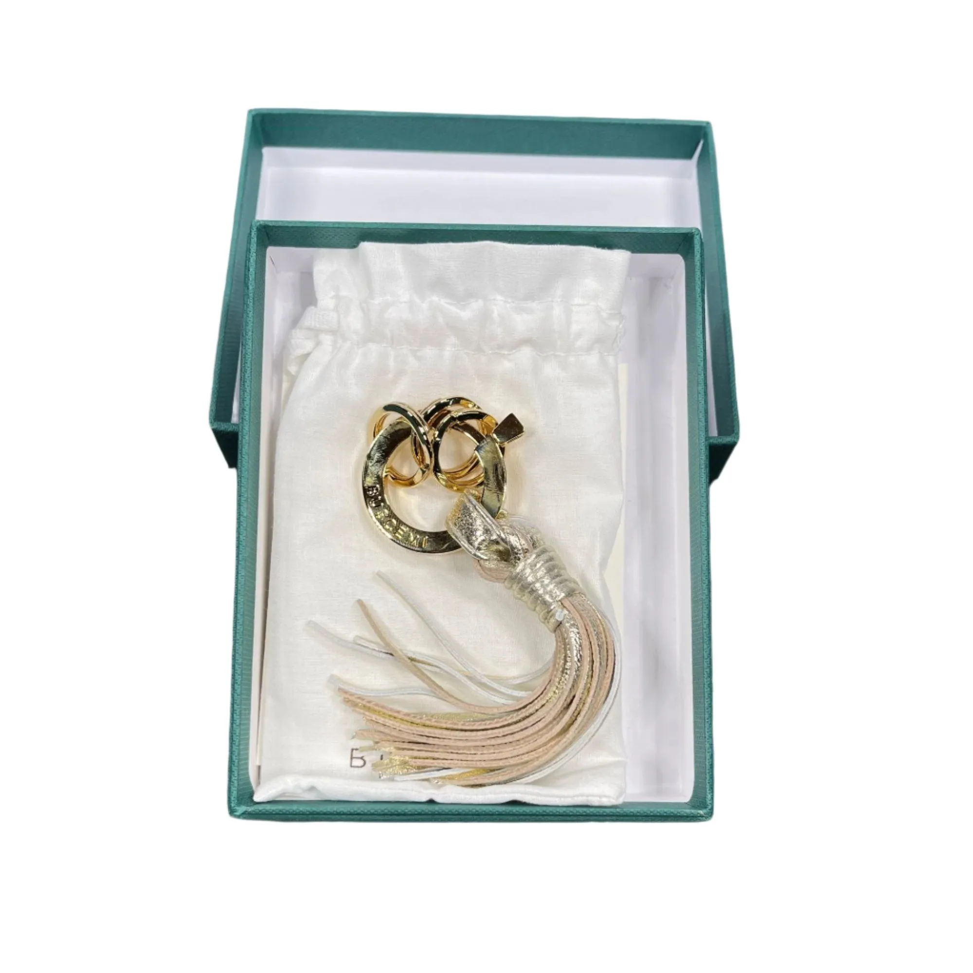 Buscemi Keyholder Fringe Gold Leather