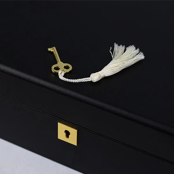 BX020 Luxury Black Watch Display Case with Lock 8 Grids