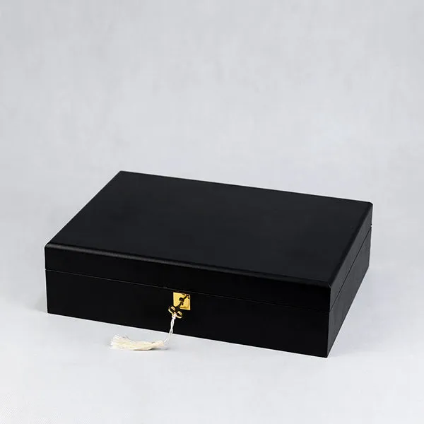 BX020 Luxury Black Watch Display Case with Lock 8 Grids
