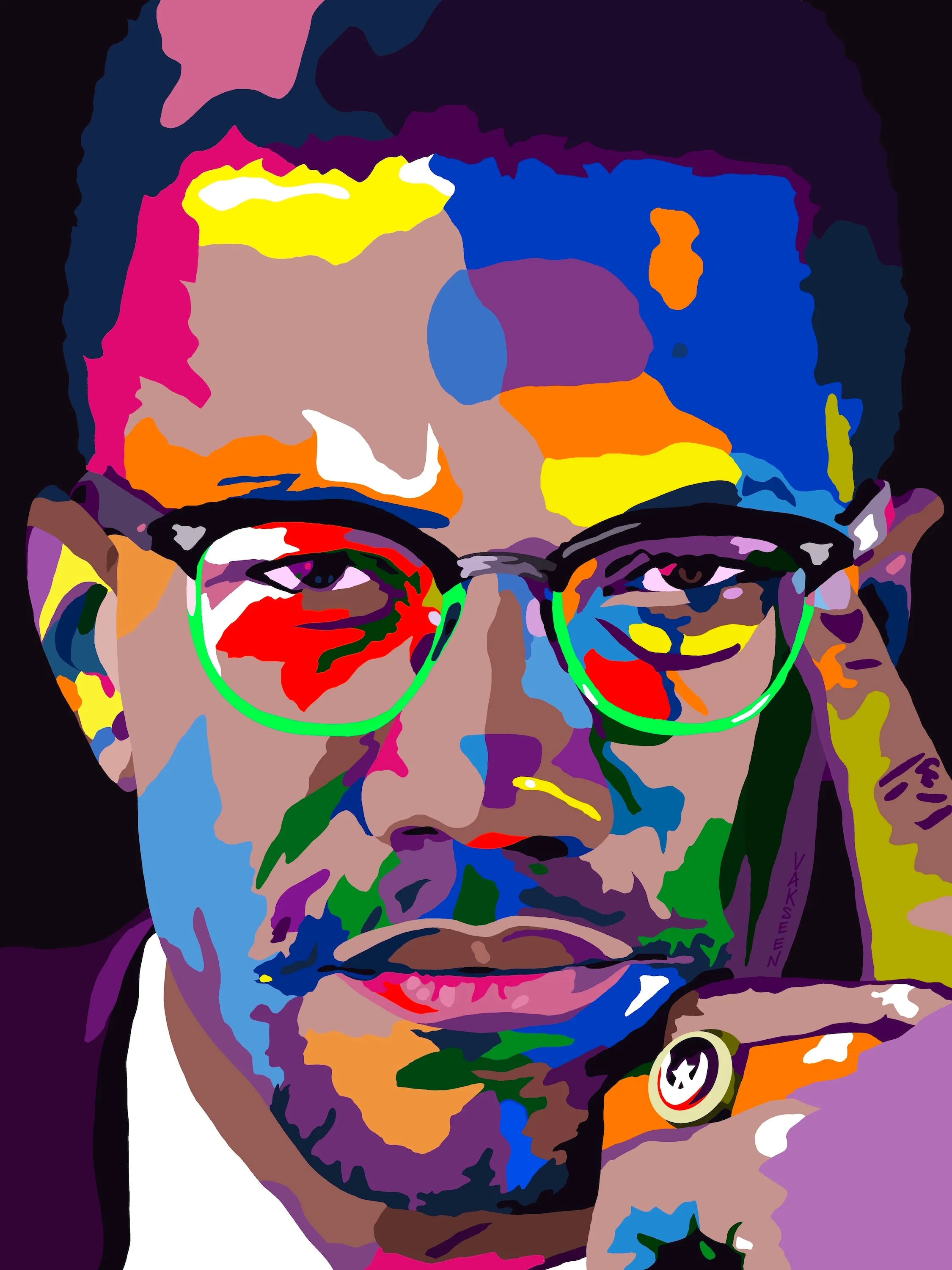 By Any Means - Malcolm X Portrait - Limited Edition Giclee Art Print & Wall Decor - Vakseen Art