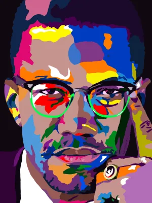 By Any Means - Malcolm X Portrait - Limited Edition Giclee Art Print & Wall Decor - Vakseen Art