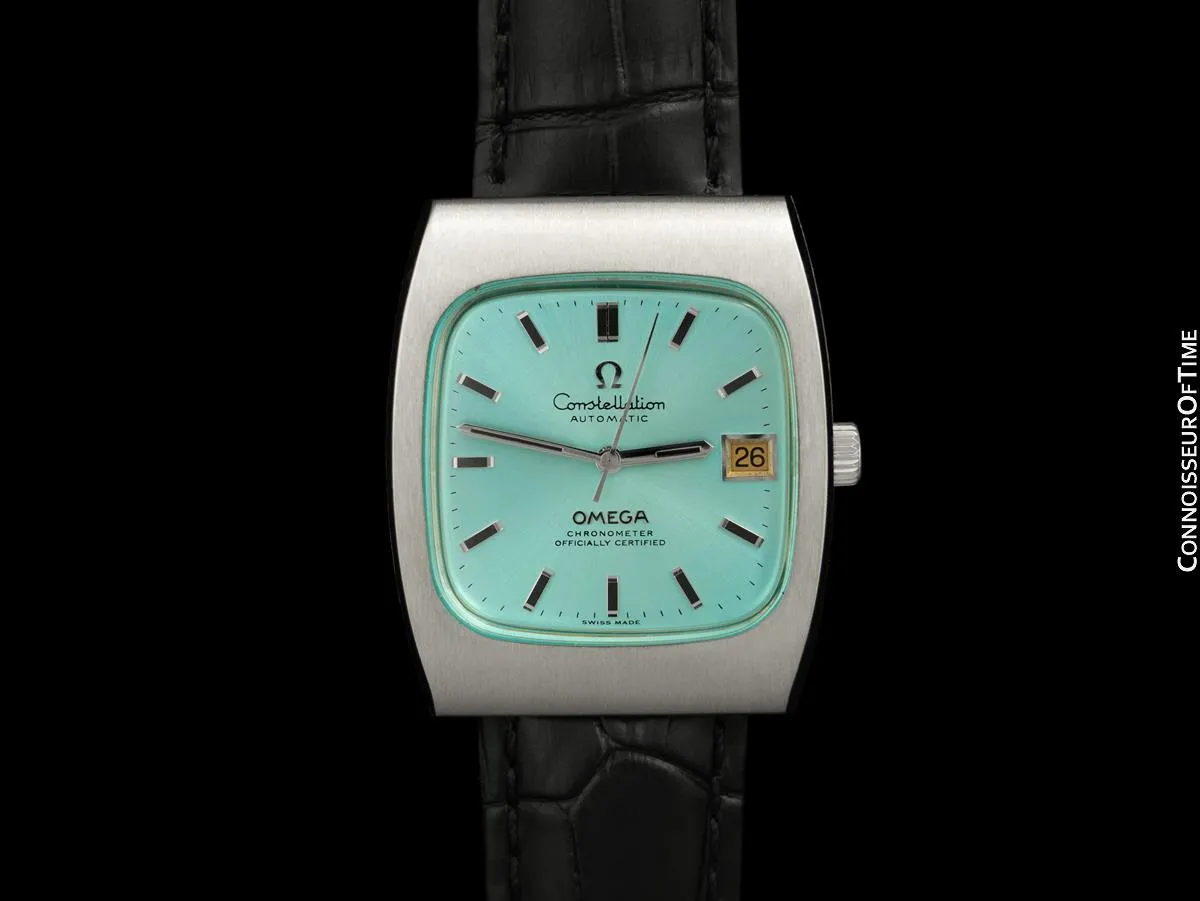 c. 1971 Omega Constellation Mens Automatic Chronometer Watch with Tiffany Blue Dial - Stainless Steel