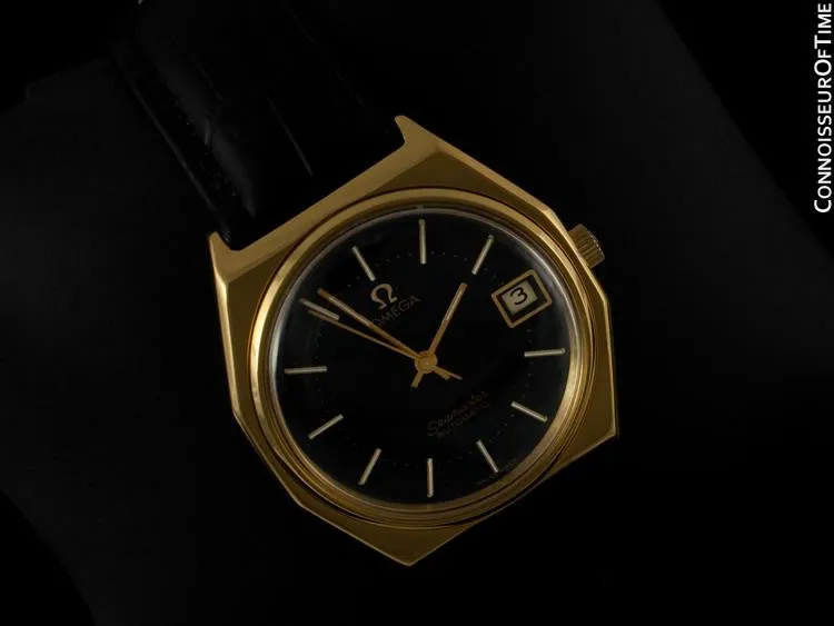 c. 1978 Omega Vintage Seamaster Mens Watch, Automatic, Date - 18K Gold Plated & Stainless Steel