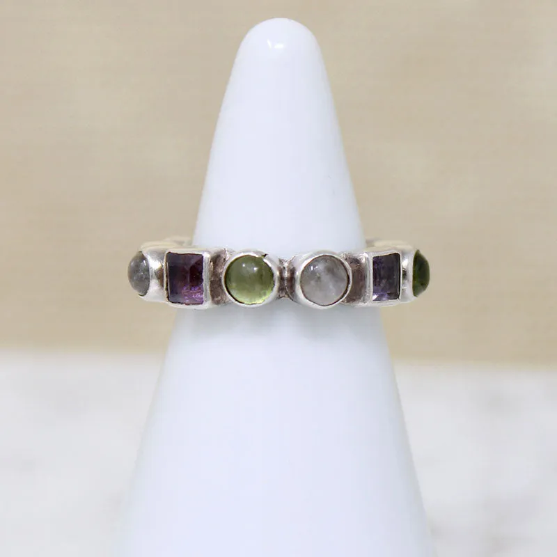 Cabochon Cut Pastel Gem Eternity Band