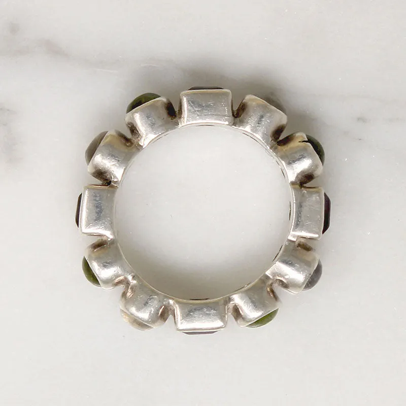 Cabochon Cut Pastel Gem Eternity Band