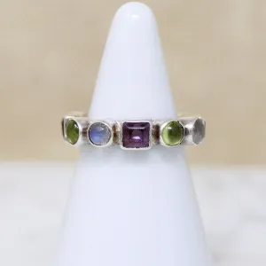 Cabochon Cut Pastel Gem Eternity Band