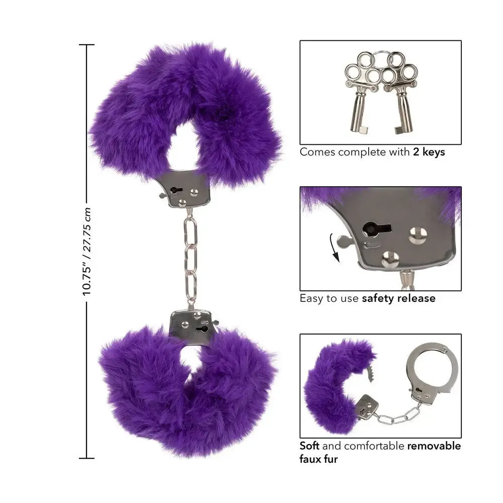 California Exotic Purple Ultra Fluffy Furry Metal Cuffs with 2 Keys