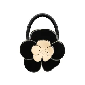 Camellia Black Ivory Hair Tie