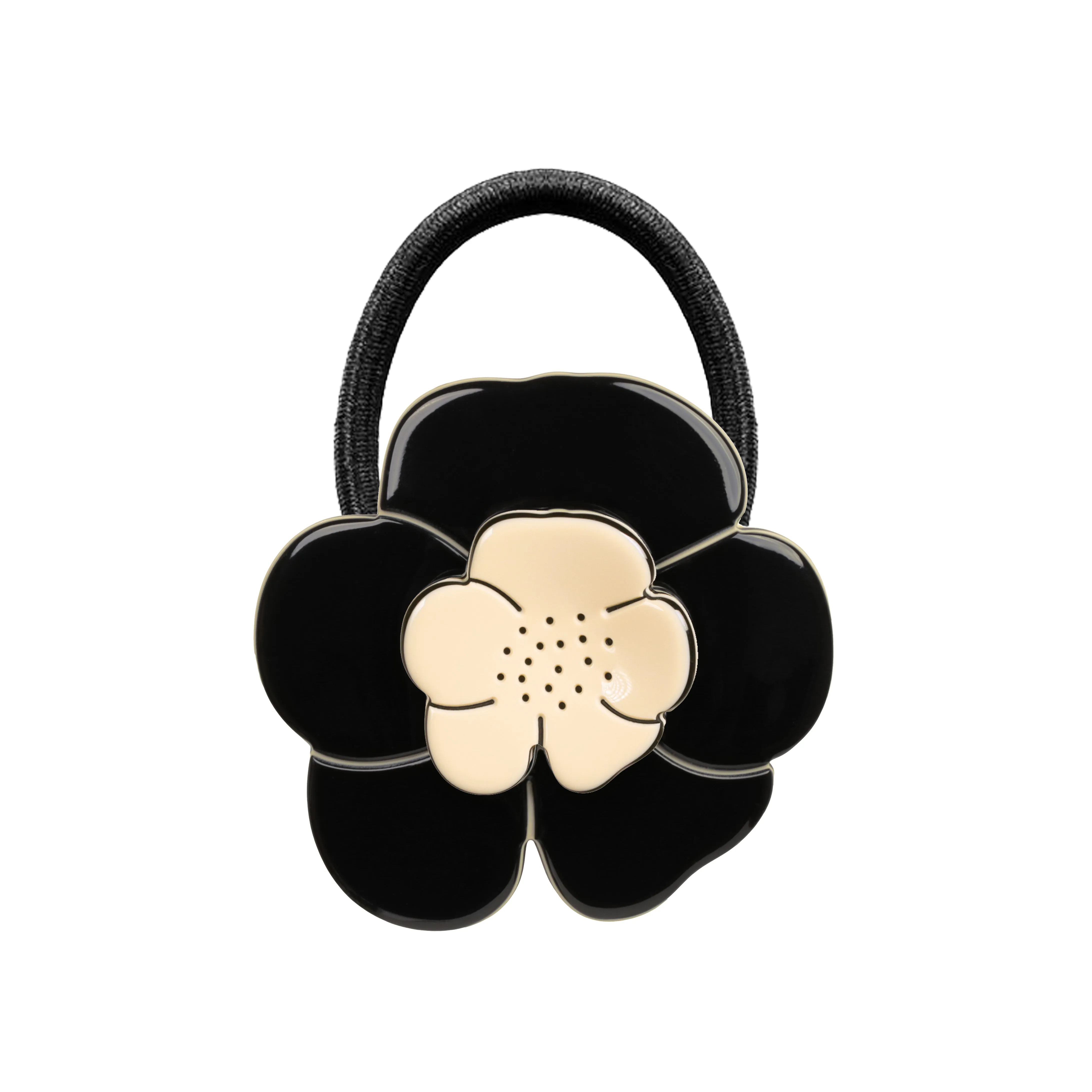 Camellia Black Ivory Hair Tie
