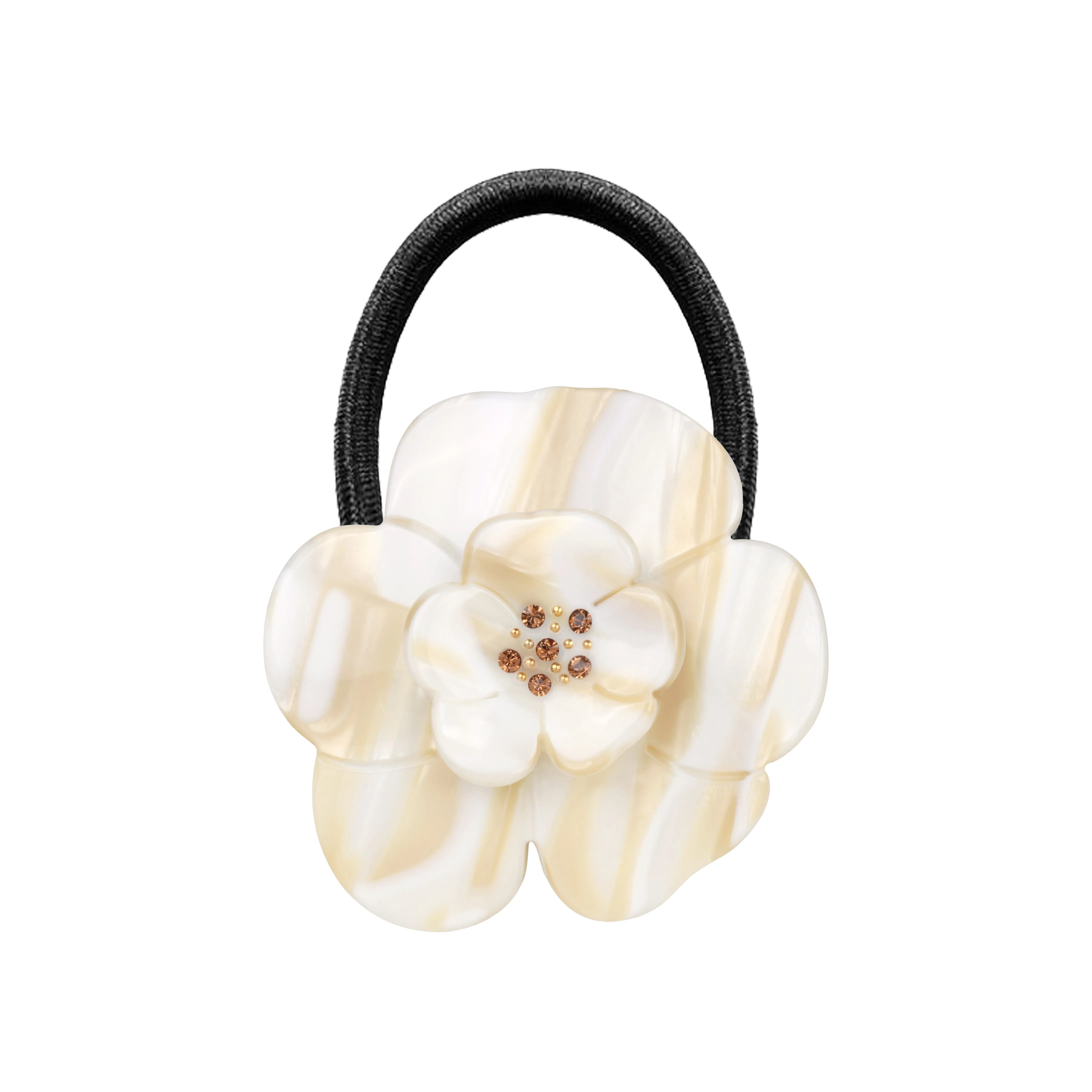 Camellia Crystal White Alba Hair Tie