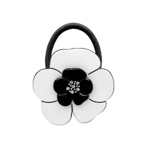 Camellia Crystal White Black Hair Tie