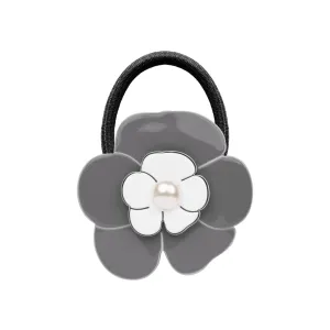 Camellia Pearl Grey White Hair Tie
