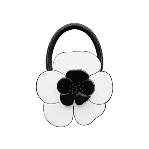 Camellia White Black Hair Tie