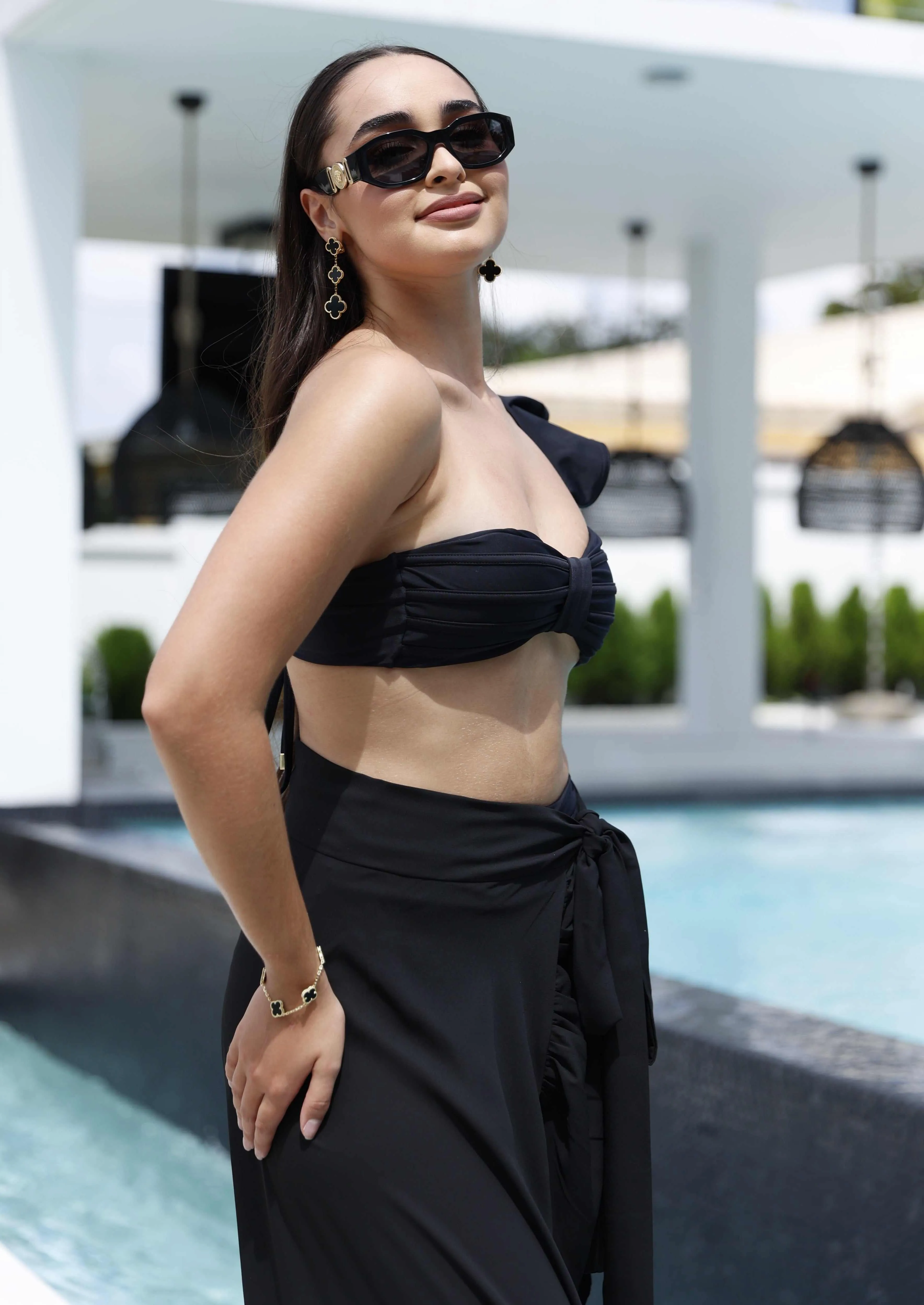 Canarias Pareo – Black High-Slit Wrap Skirt | Limited Edition 2025