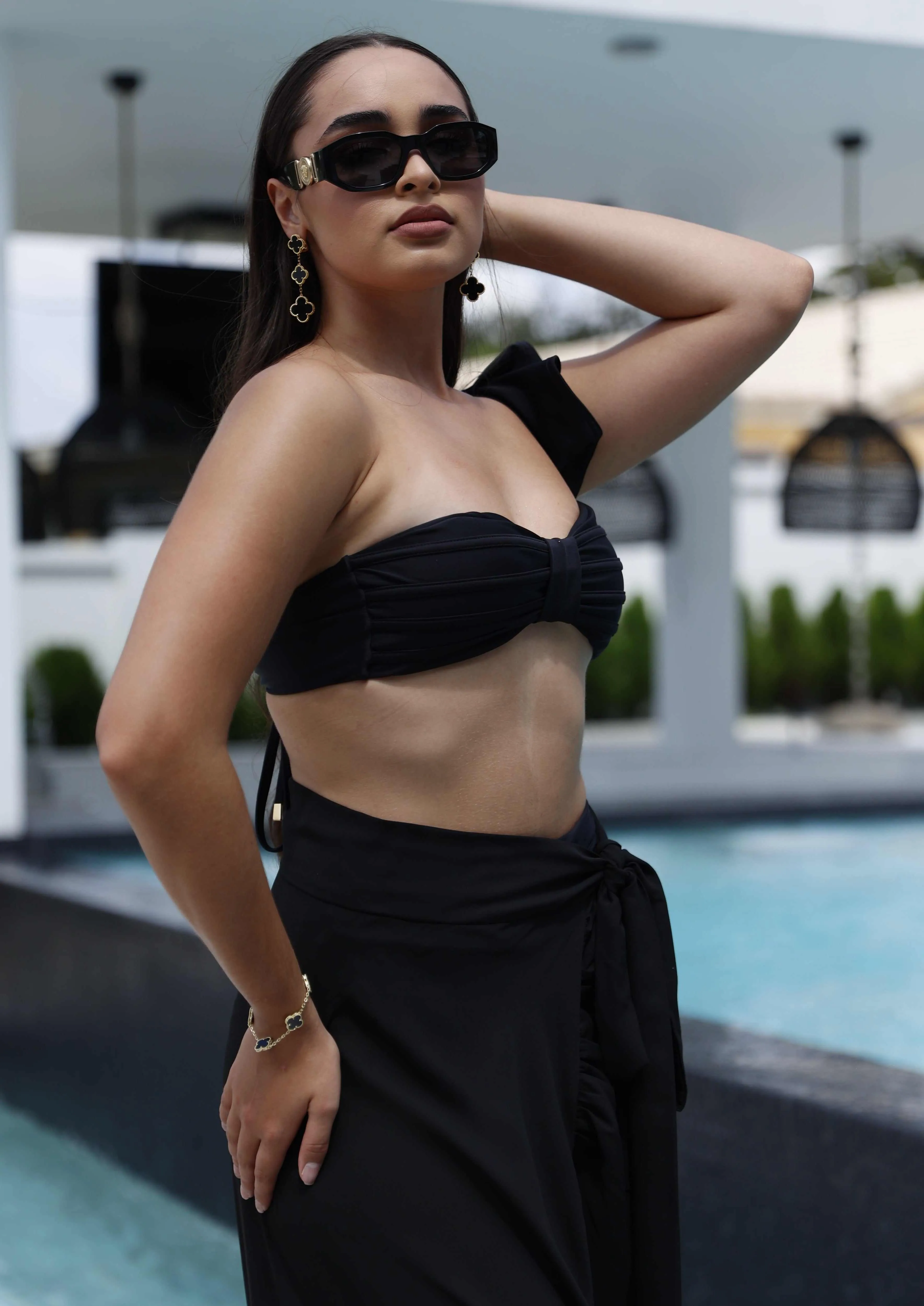 Canarias Pareo – Black High-Slit Wrap Skirt | Limited Edition 2025