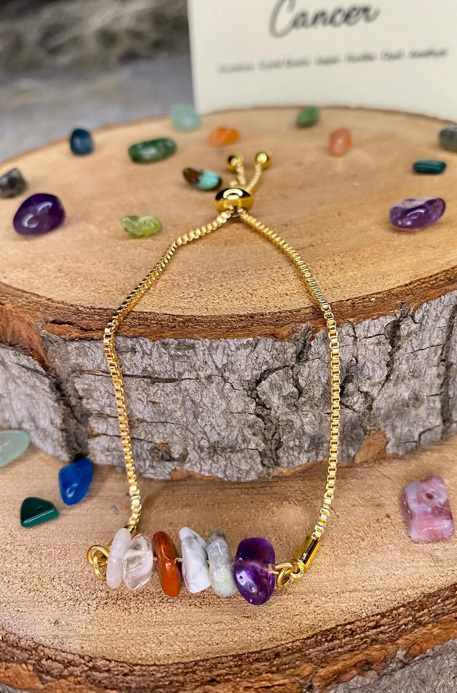 Cancer Zodiac Gemstone Bracelet